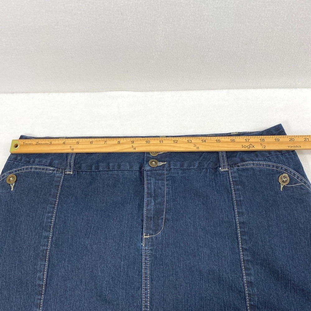 Cato Jean Skirt Women 20W Dark Wash Denim A-Line Stretch Modest Knee Length - Picture 6 of 10